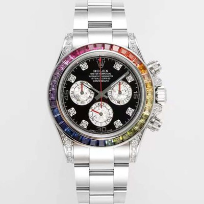 로렉스 남성용 데이토나 레인보우 116599 RBOW 크로노그래프 40mm 오토매틱 Cal.4130타입 블랙 다이얼 rol5434 Ⅳ