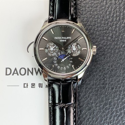 파텍필립 남성용 퍼페추얼 캘린더 5140 가죽줄 40mm 오토매틱 Cal.240 타입 그레이 다이얼 pat2238 Ⅳ