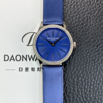 파텍필립 여성용 칼라트라바 4897G-001 나토천/가죽줄 33mm 오토매틱 Cal.324 타입 블루 다이얼 pat2251 Ⅳ