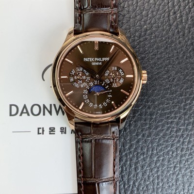파텍필립 남성용 퍼페추얼 캘린더 18K 로즈골드 5140 가죽줄 40mm 오토매틱 Cal.240 타입 브라운 다이얼 pat2246 Ⅳ