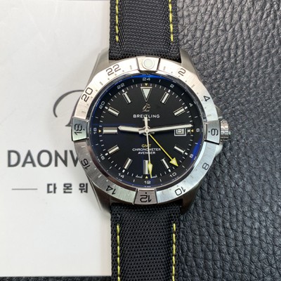 브라이틀링 남성용 어벤져 지엠티 44mm 나일론줄 오토매틱 2836-2 타입 블랙 다이얼 bre6058 Ⅳ
