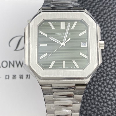 파텝필립 남성용 큐비투스 데이트 Ref.5821 45mm 오토매틱 Cal.26-330 SC 타입 그린 다이얼 pat2265 Ⅳ