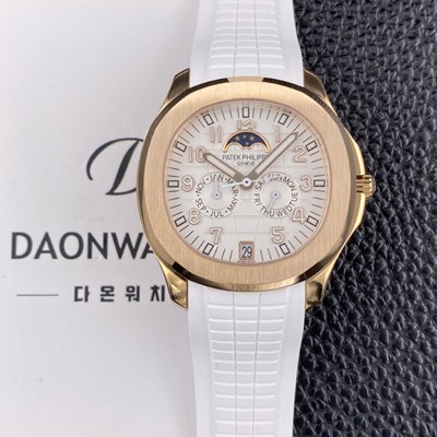 파텝필립 남성용 아쿠아넛 5261R 루스 연간 캘린더 문페이즈 39.9mm 18K 로즈골드 오토매틱 Cal.324 S C 타입 화이트 다이얼 pat2272 Ⅳ