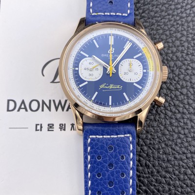 브라이틀링 남성용 탑 타임 파우스토 코피 41mm 가죽줄 18K 로즈골드 오토매틱 7750타입 화이트 다이얼 bre6072 Ⅳ