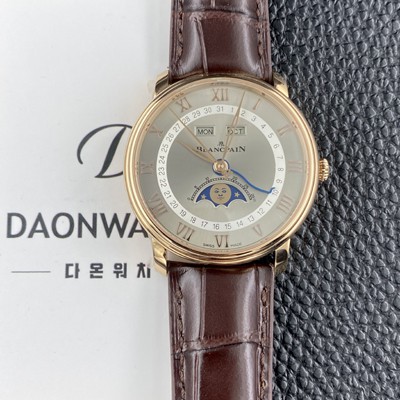 블랑팡 남성용 빌레레 퀀탬 컴플레트 40mm 문페이즈 18K 로즈골드 오토매틱 Cal.6654타입 그레이 다이얼 bla4217 Ⅳ