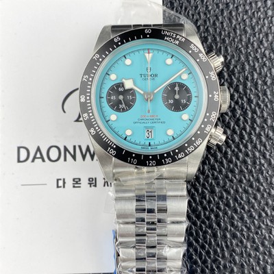 튜더 남성용 헤리티지 블랙베이 M79360N 크로노그래프 팬더 41mm 오토매틱 7750무브먼트 플라밍고 블루 다이얼 tud5139 Ⅳ