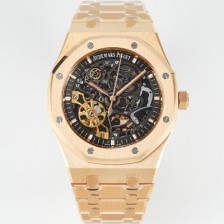 오데마피게 남성용 로얄오크 15407OR.OO.1220OR.01 더블 밸런스 휠 오픈워크 18k 로즈골드 41mm 오토매틱 Cal.3132무브먼트 스켈레톤 다이얼 AUD0242 Ⅳ