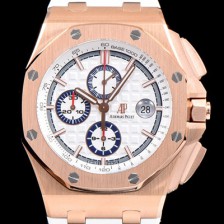 오데마피게 남성용 로얄오크 오프쇼어 26408OR.OO.A010CA.01 섬머에디션!!크로노그래프 18K 로즈골드 화이트 와플 다이얼 오토매틱 무브먼트 AUD0210 Ⅳ