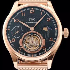 아이더블유씨 남성용 IWC 포르투기즈 투어빌론 문페이즈 파워리져브 로즈골드 블랙 다이얼 로즈골드 메쉬 브레이슬릿 IWC0210 Ⅳ