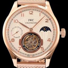 아이더블유씨 남성용 IWC 포르투기즈 투어빌론 문페이즈 파워리져브 로즈골드 화이트 다이얼 로즈골드 메쉬 브레이슬릿 IWC0220 Ⅳ