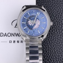오메가 남성용 씨마스터 1:1수제공정형 220.10.43.22.03.002 아쿠아테라 150M GMT 월드타이머 43미리 오토매틱 Cal. 8938 타입 메탈줄 블루 다이얼 omg20245 Ⅳ