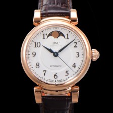 아이더블유씨여성용 다빈치 오토매틱 문페이즈 36mm 18K 로조골드 가죽줄 화이트다이얼 iwc56034 Ⅳ