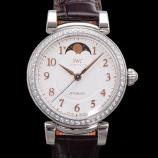 아이더블유씨여성용 다빈치 IW459307 오토매틱 문페이즈 36mm 18K 로조골드 다이아몬드베젤가죽줄 화이트다이얼 iwc76405 Ⅳ