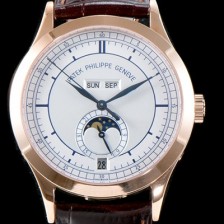파텍필립 남성용 컴플리케이션 5396R 에뉴얼 캘린더 39MM UP!! 데이-데이트 문페이즈 18K 로즈골드 케이스 화이트 다이얼 Cal.324 S C 오토매틱 무브먼트 PAT0114 Ⅳ