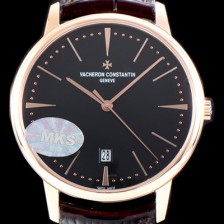 바쉐론콘스탄틴 남성용 패트리모니 85180/000R-9166 셀프 와인딩 드레스 워치!! 18K 로즈골드 케이스 블랙 다이얼 오토매틱 무브먼트 VAC0210 Ⅳ