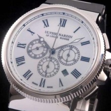 율리스나르당 남성용 마린크로노그래프 44mm 로마마크 화이트 다이얼 ULY42010 Ⅳ