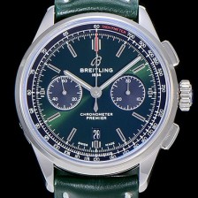 브라이틀링남성용 프리미에르 01 크로노그래프 오토매틱 42mm 그린 다이얼 BRE51348 Ⅳ