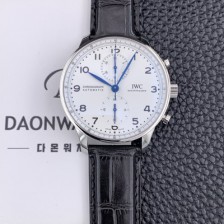 아이더블유씨 남성용 150주년 신상품 / 포르투기즈 IW371602 크로노그래프 오토매틱 Cal.69355 타입 41미리 가죽줄 화이트다이얼 IWC74316 Ⅳ