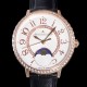 예거르꿀뜨르 여성용 랑데뷰 문미듐 Q3572430 오토매틱 Cal.935타입 34mm  18K로즈골드 보석/다이아 베젤 가죽줄 화이트다이얼 jag81457 Ⅳ
