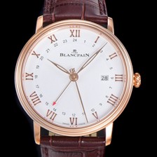 블랑팡 남성용 빌레레 GMT 오토매틱 5A50타입 40mm 금장 로즈골드 가죽줄 화이트다이얼   vac04571 Ⅳ