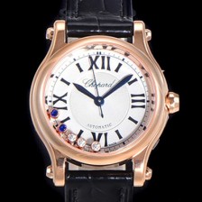쇼파드 여성용 해피스포츠 다이아몬드 오토매틱 A2892-2 타입 30mm 금장시계 가죽줄 화이트다이얼 cho70316 Ⅳ