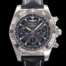 브라이틀링 남성용 윈드라이더 크로노맷 오토매틱 ETA-7750 기계식 44mm 가죽줄 블랙다이얼 bre1351 Ⅳ