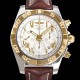 브라이틀링 남성용 원드라이더 크로노맷 오토매틱 ETA-7750 기계식 44mm 18K 옐루골드 가죽줄 화이트다이얼 bre9152 Ⅳ