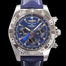 브라이틀링 남성용 윈드라이더 크로노맷 오토매틱 ETA-7750 기계식 44mm 가죽줄 블루다이얼 bre9511 Ⅳ