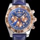브라이틀링 남성용 원드라이더 크로노맷 오토매틱 ETA-7750 기계식 44mm 18K 로즈골드 가죽줄 블루다이얼 bre1531 Ⅳ