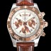 브라이틀링 남성용 원드라이더 크로노맷 오토매틱 ETA-7750 기계식 44mm 18K 로즈골드 가죽줄 화이트다이얼 bre3911 Ⅳ