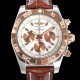 브라이틀링 남성용 원드라이더 크로노맷 오토매틱 ETA-7750 기계식 44mm 18K 로즈골드 가죽줄 화이트다이얼 bre3911 Ⅳ