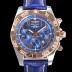브라이틀링 남성용 원드라이더 크로노맷 오토매틱 ETA-7750 기계식 44mm 18K 로즈골드 가죽줄 블루다이얼 bre1915 Ⅳ