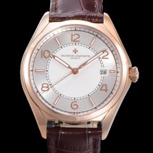 바쉐론 콘스탄틴 남성용 피프티식스 Ref.4600E 오토매틱 1326 타입 40mm 가죽줄 18K 로즈골드 실버 다이얼  vac5122 Ⅳ