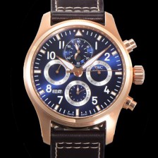 아이더블유씨 남성용 파일럿 41mm 오토매틱 89630 타입 18K 로조골드 가죽줄 블루다이얼 iwc1532 Ⅳ