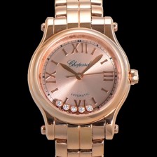 쇼파드 여성용 해피 다이아몬드 오토매틱 ETA2892-2 타입 36mm 래이디스/금장시계 18K로즈골드  골드다이얼 cho1312 Ⅳ