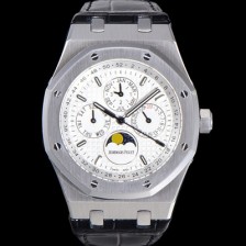 오데마피게 남성용 로얄오크 퍼펙츄얼 캘린더 41mm 오토매틱 T5134 타입 가죽줄 화이트다이얼 aud9513 Ⅳ