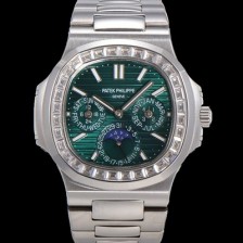 파텍필립 남성용 Ref.5740 노틸러스 문페이즈 오토매틱 Cal.240 Q타입 40mm 다이아몬드/쥬얼 메탈줄  그린다이얼 pat1215 Ⅳ