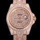 로렉스 남성용 지엠티-마스터 오토매틱 E2836-2 타입 18K 로즈골드/풀다이아몬드 셋팅 41mm 메탈줄 골드/다이아몬드 다이얼 rol1299 Ⅳ