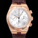 바쉐런콘스탄틴 남성용 오버시즈 크로노그래프 42mm 오토매틱 5500S 18K 로즈골드 가죽줄 화이트다이얼 vac3595 Ⅳ