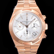 바쉐런콘스탄틴 남성용 오버시즈 42mm 오토매틱 5500S 18K 로즈골드  메탈줄 화이트다이얼 vac2511 Ⅳ