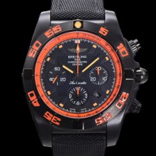 브라이틀링 남성용 크로노맷 DLC 블랙스틸 오토매틱 ETA 7750-2 타입 44mm 나토천/가죽믹스 블랙다이얼  bre6064 Ⅳ