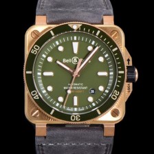 벨앤로즈 남성용 BR03-92 다이버 브론즈 소재 세라믹 베젤 오토매틱 9015 타입 42mm 가죽줄 그린 다이얼 bel4095 Ⅳ