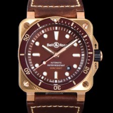 벨앤로즈 남성용 BR03-92 다이버 브론즈 소재 세라믹 베젤 오토매틱 9015 타입 42mm 가죽줄 브라운 다이얼 bel4097 Ⅳ