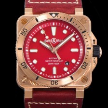 벨앤로즈 남성용 BR03-92 다이버 브론즈 소재 오토매틱 9015 타입 42mm 가죽줄 레드 다이얼 bel4090 Ⅳ