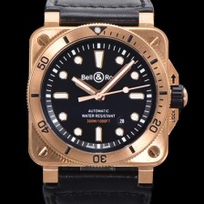 벨앤로즈 남성용 BR03-92 다이버 브론즈 소재 오토매틱 9015 타입 42mm 가죽줄 블랙 다이얼 bel4093 Ⅳ