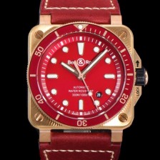 벨앤로즈 남성용 BR03-92 다이버 브론즈 소재 세라믹 베젤 오토매틱 9015 타입 42mm 가죽줄 레드 다이얼 bel4094 Ⅳ