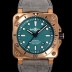 벨앤로즈 남성용 BR03-92 다이버 브론즈 소재 오토매틱 9015 타입 42mm 가죽줄 그린 다이얼 bel4101 Ⅳ