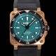 벨앤로즈 남성용 BR03-92 다이버 브론즈 소재 오토매틱 9015 타입 42mm 우레탄줄 그린 다이얼 bel4102 Ⅳ