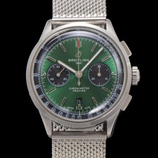 브라이틀링 남성용 프리미에르 AB0118A11L1X1 크로노그래프 7750 타입 오토매틱 42mm 메쉬밴드 그린 다이얼 bre6014 Ⅳ