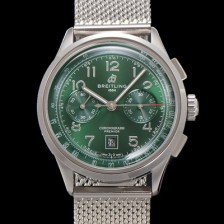 브라이틀링 남성용 프리미에르 AB0145371L1P1 크로노그래프 7750 타입 오토매틱 42mm 메쉬밴드 그린 다이얼 bre6017 Ⅳ